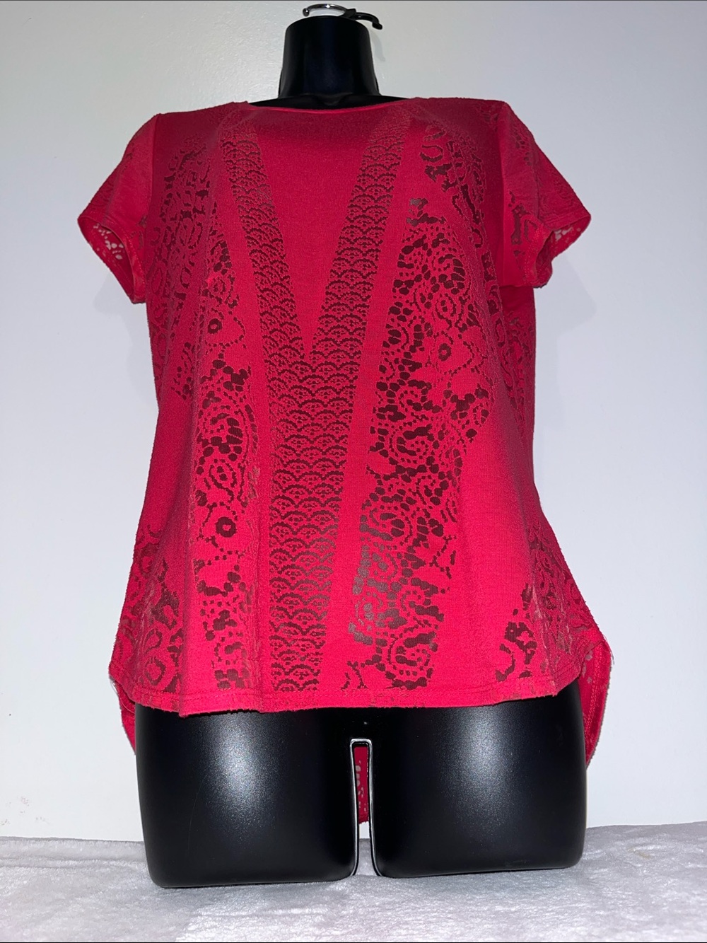 Apt. 9 Red Lace See Through Shirt